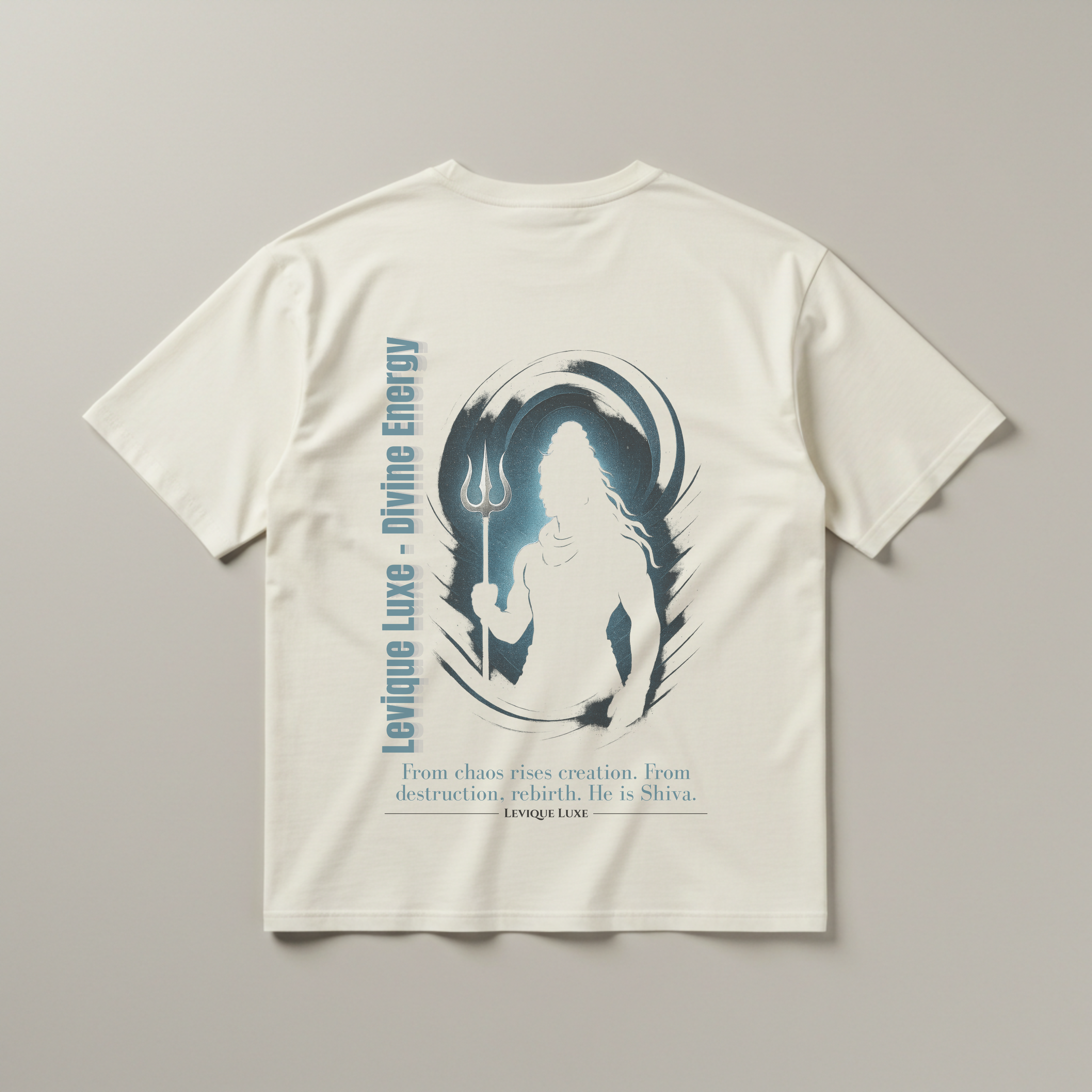 Shiva "Divine Energy" Oversized Graphic White Tee – Levique Luxe Essential