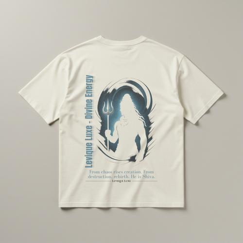 Shiva "Divine Energy" Oversized Graphic White Tee – Levique Luxe Essential