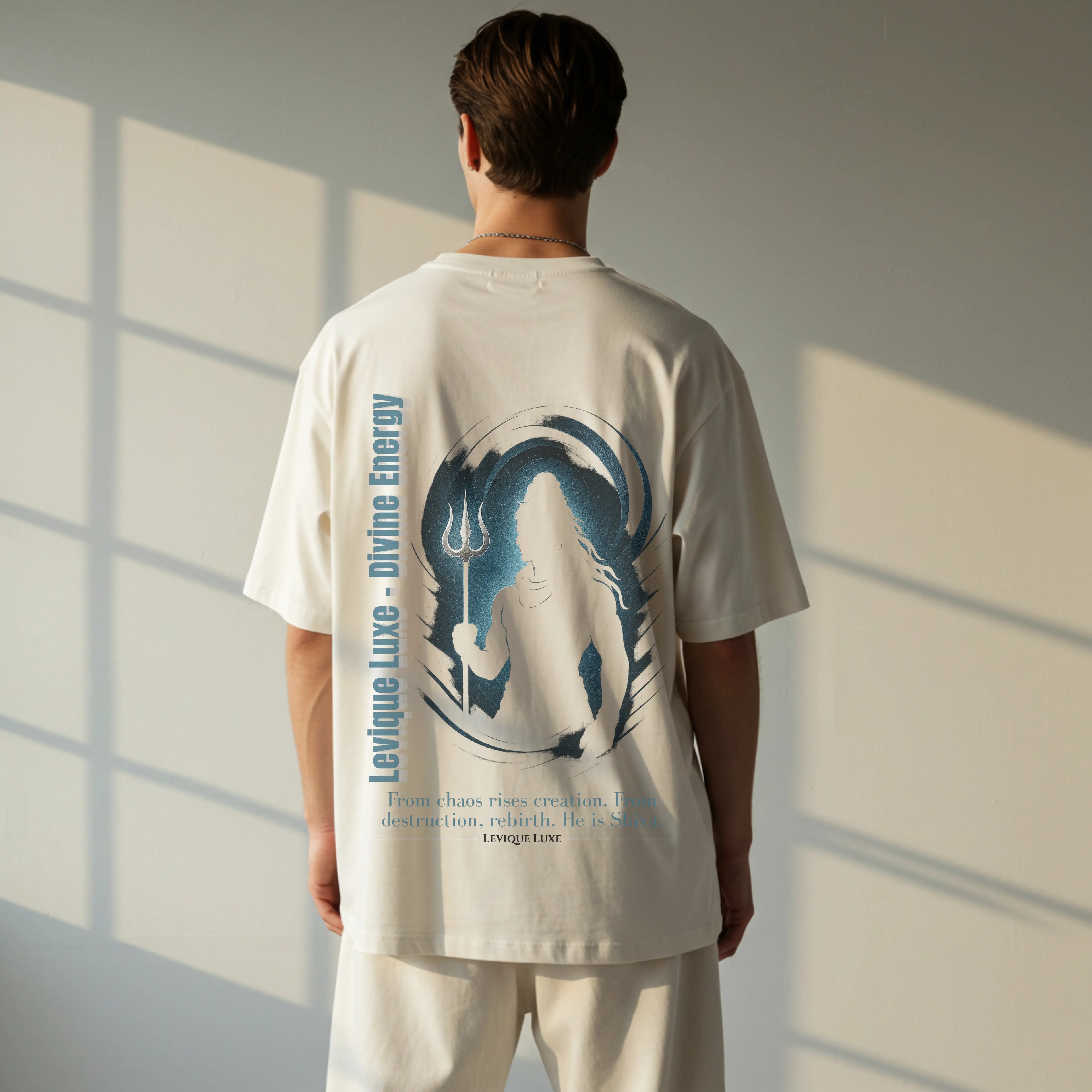 Shiva Divine Energy White Oversized Tee | Levique Luxe | Sanatan Streetwear Levique Luxe