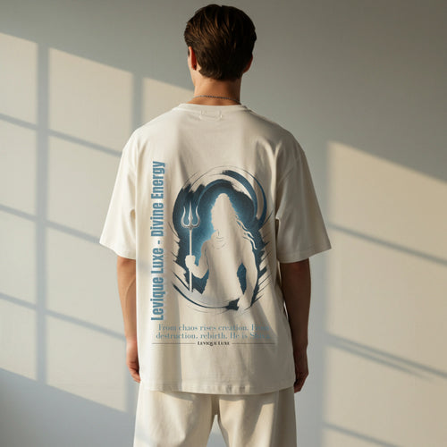 Shiva Divine Energy White Oversized Tee | Levique Luxe | Sanatan Streetwear Levique Luxe