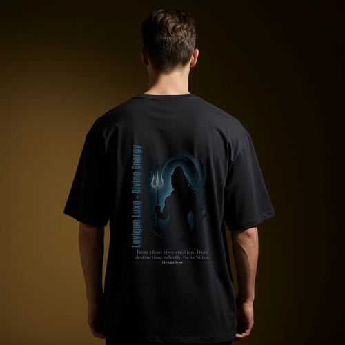 Shiva Divine Energy Black Oversized Tee | Levique Luxe | Sanatan Streetwear India Levique Luxe