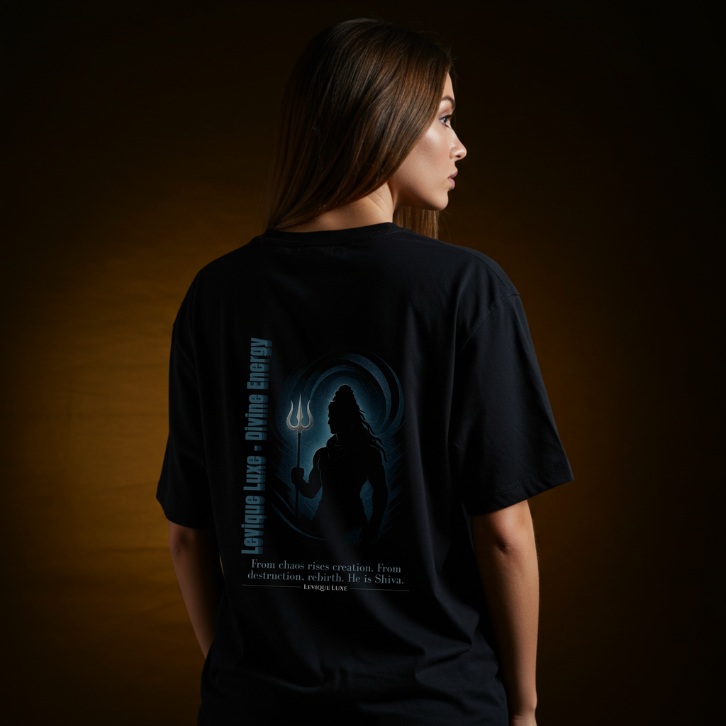 Shiva "Divine Energy" Oversized Graphic Black Tee – Levique Luxe Essential