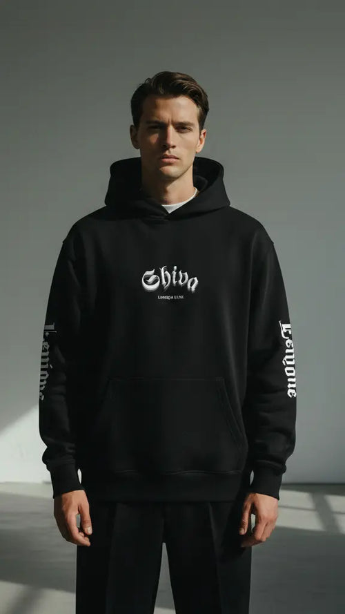 Shiva Black Oversized Hoodie | Gothic Sanatan Streetwear | Levique Luxe India Levique Luxe