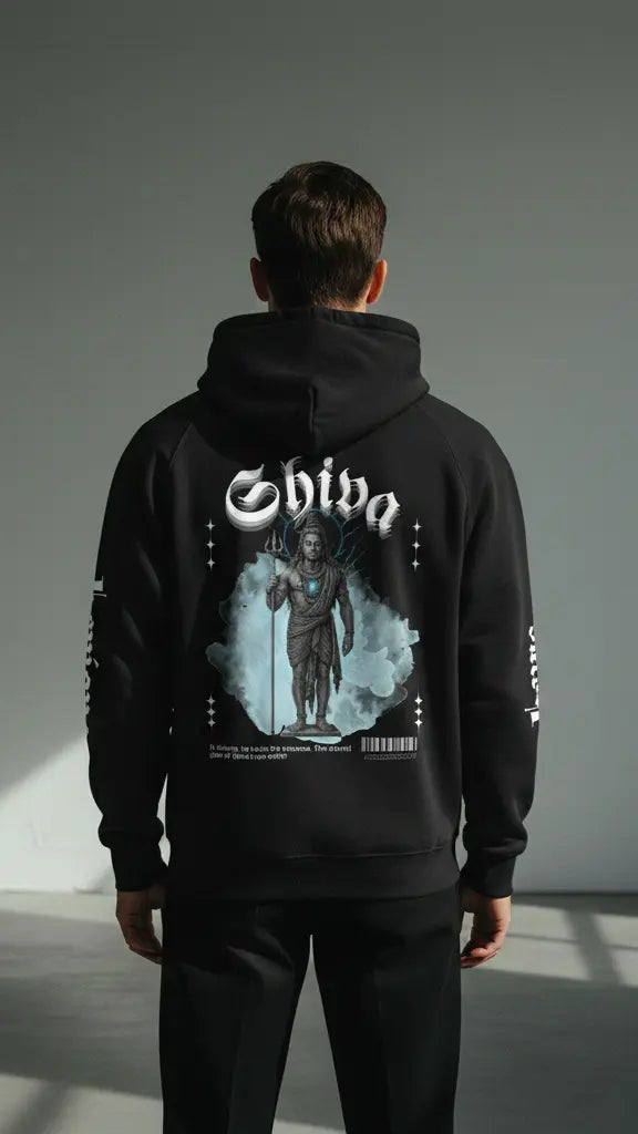 Shiva Black Oversized Hoodie | Gothic Sanatan Streetwear | Levique Luxe India Levique Luxe