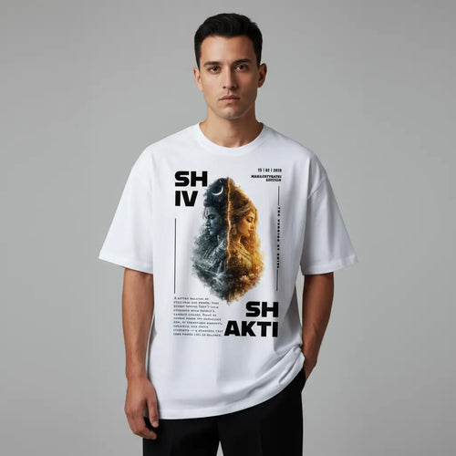 Shiv Shakti Oversized Tee | Ardhanarishvara | Levique Luxe Sanatan Streetwear Levique Luxe
