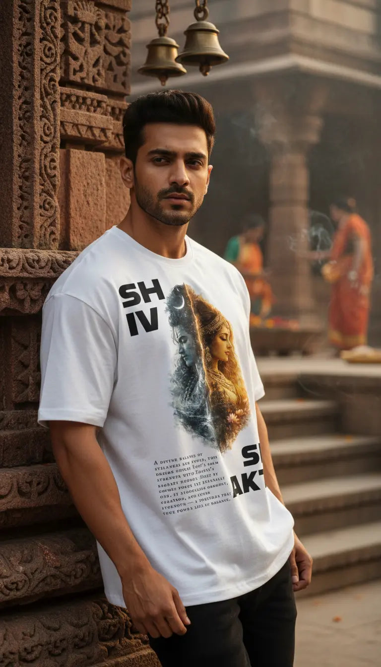 Shiv Shakti Oversized Tee | Ardhanarishvara | Levique Luxe Sanatan Streetwear Levique Luxe
